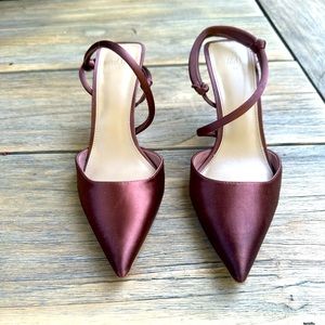 H&M- satin/ metallic sheen / brown pointy heels